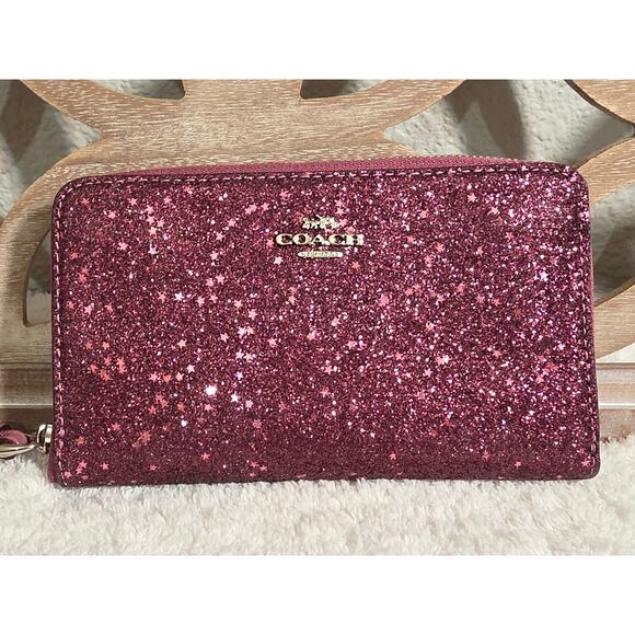 Coach Rasberry Glitter Wristlet or Wallet (Style: F22705) - Picture 1 of 5
